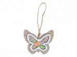 Velikonoce - Závěs Motyl, kytička, 10cm, dřevo