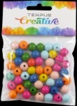 Dekorace korálky dřevo 12mm barevný mix 50ks