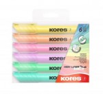 Zvýrazňovač Kores plochý pastel/6ks X