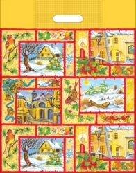 Taška vánoční 46x35 zimní vesnička