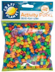 Dekorace korálky plast mix neon 140g