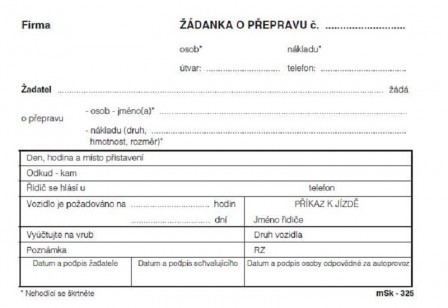 T-žádanka o přepravu A6 100ls