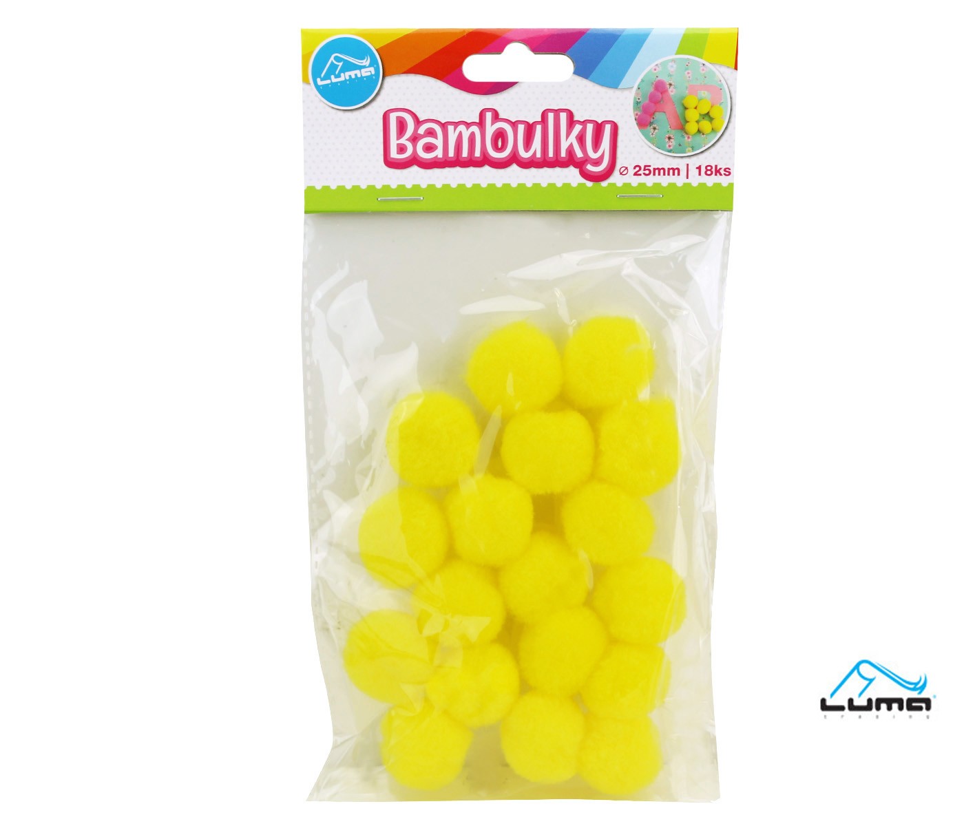 Dekorace bambulky 18ks/25mm žluté