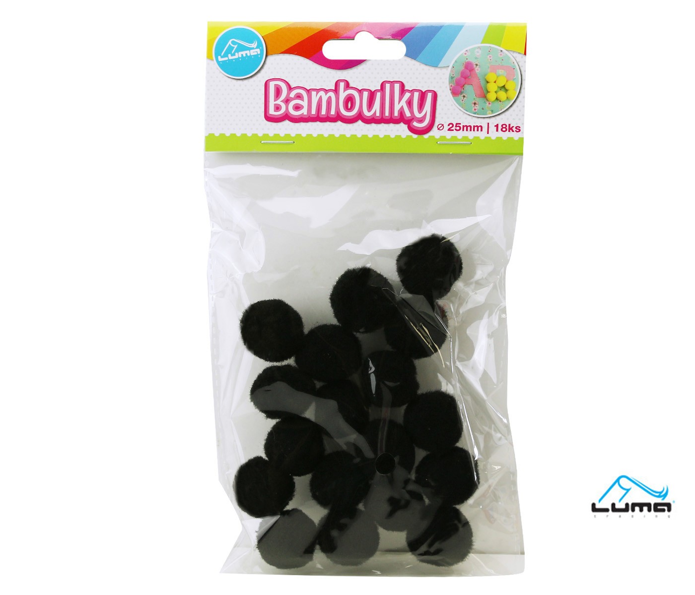 Dekorace bambulky 18ks/25mm černé