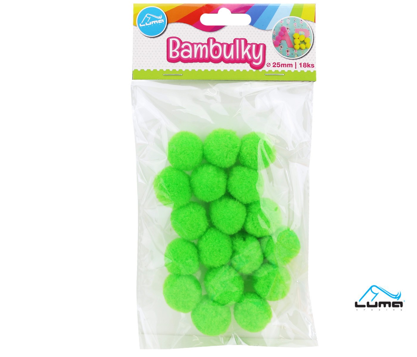 Dekorace bambulky 18ks/25mm zelené světle