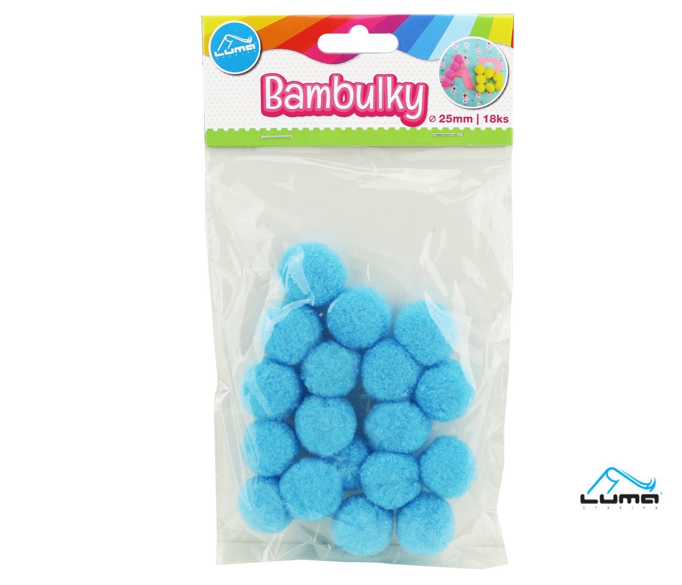 Dekorace bambulky 18ks/25mm modré světle