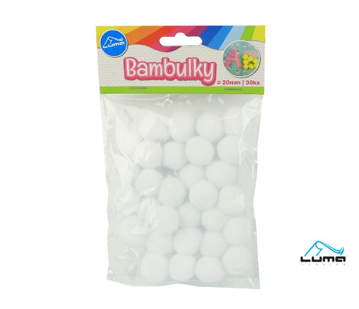 Dekorace bambulky 30ks/20mm bílé