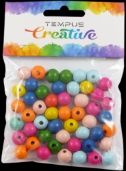 Dekorace korálky dřevo 12mm barevný mix 50ks