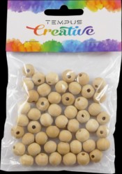 Dekorace korálky dřevo 12mm natural 50ks