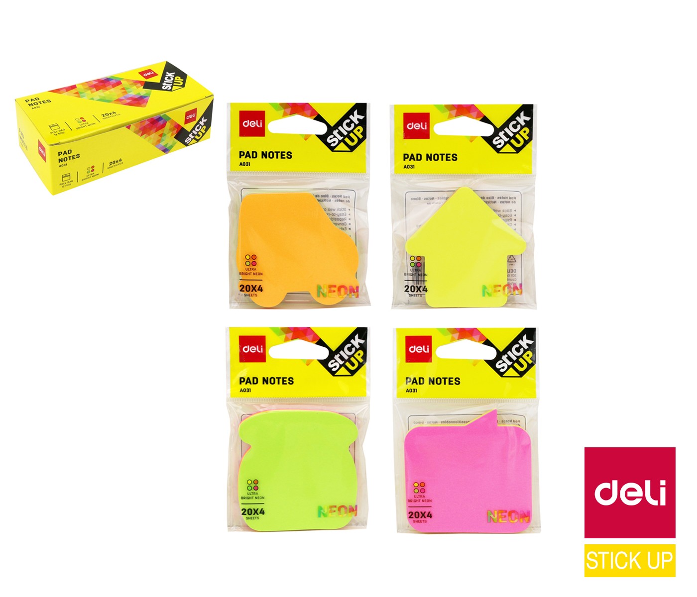 Špalíček samol.69x69mm NEON mix 4x20ls LUMA