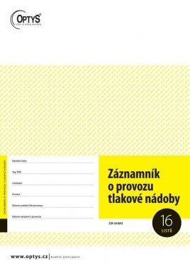 T-Záznamník provozu tlakové nádoby A4 16ls