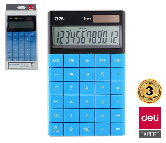 Kalkulačka Deli E1589 - 12 míst modrá