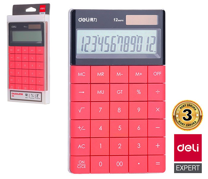 Kalkulačka Deli E1589 - 12 míst červená