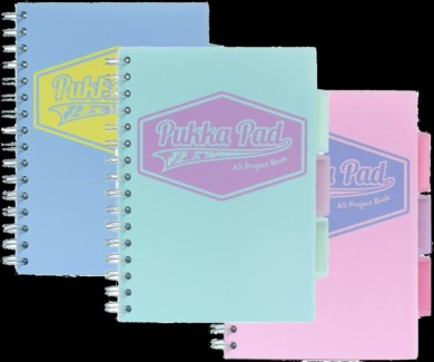 Blok A5 linka 200ls spirála z boku Pukka pastel s rozdružovačem