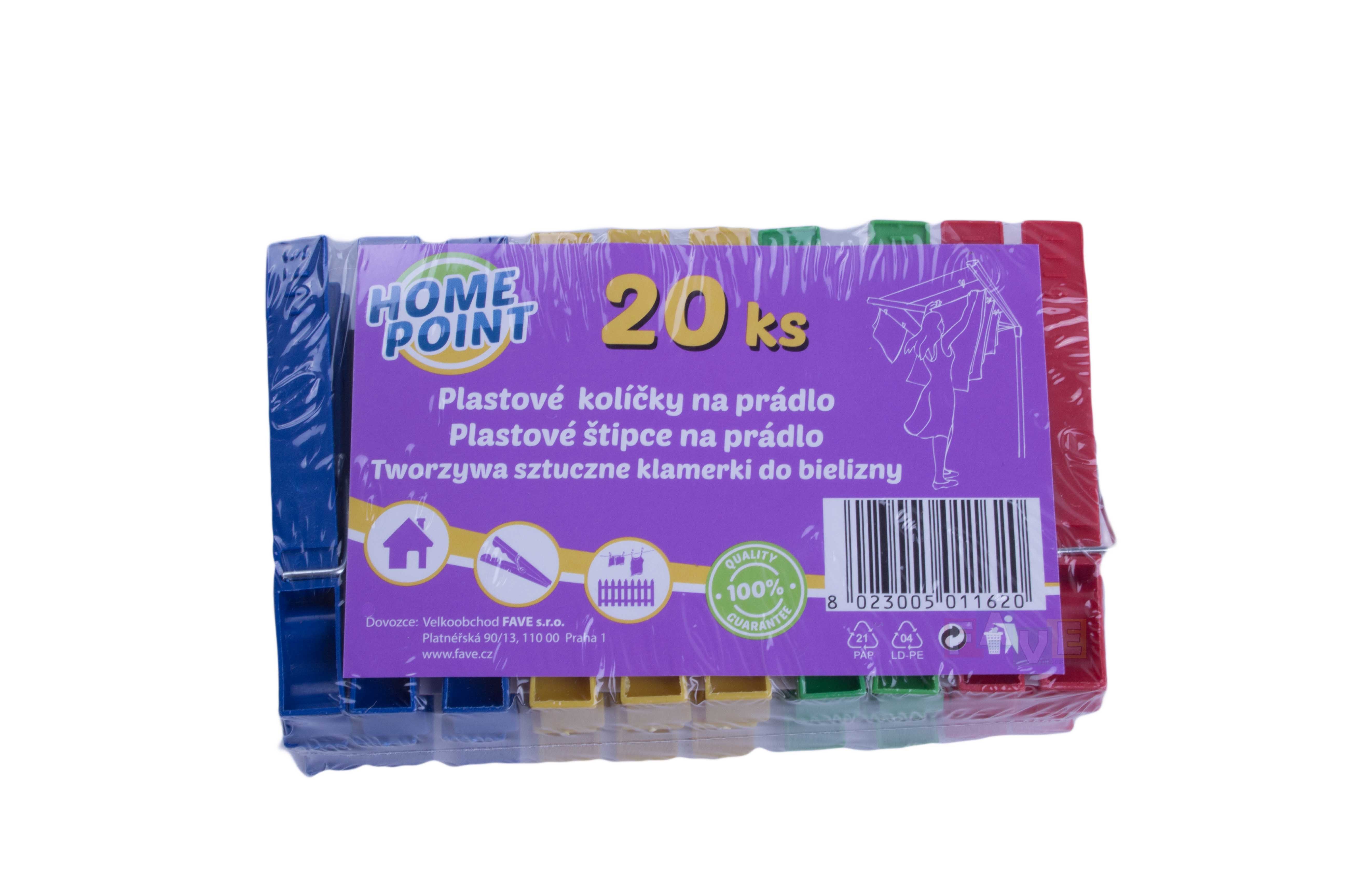 Kolíčky na prádlo plastové 20 ks 31