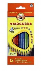 Pastelky KIN trojhranné slabé Triocolor 12ks
