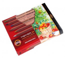 Pastelky KIN trojhranné silné Triocolor 24ks