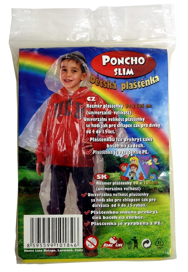 Pláštěnka dětská PONCHO, SLIM, PE