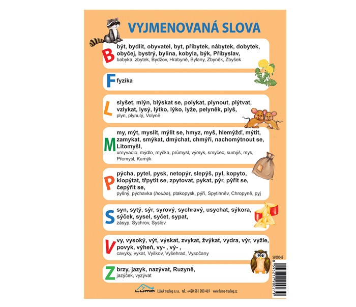 Šablona A5 vyjmenovaná slova LUMA