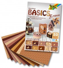 Papír VV motiv A4/blok/30ks/80g-270g/Basics hnědý