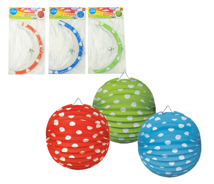 Lampión 25cm kulatý puntík mix