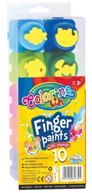Barvy prstové s razítky Colorino 18g 10 barev
