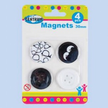 Magnet 4ks sada Knoflíky černobílé